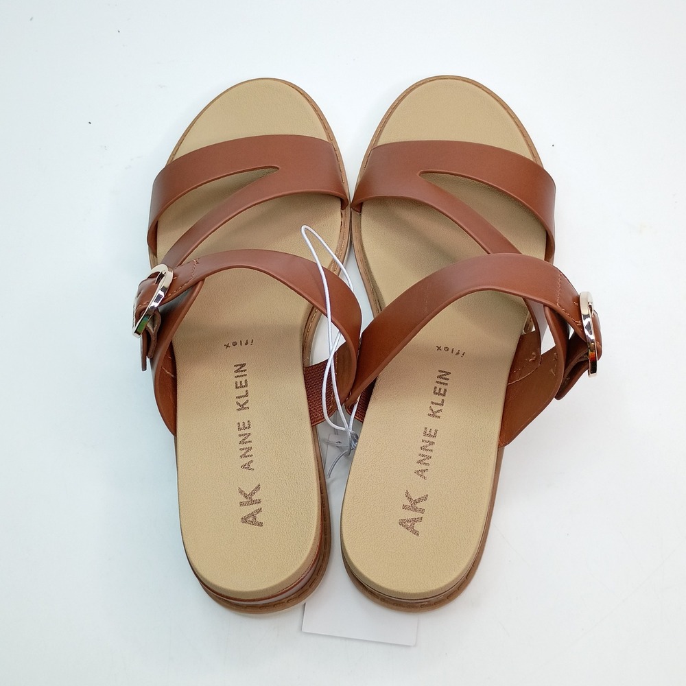 Anne Klein Aklalasa Wedge Sandals Women Size 8.5 Cognac Brown iFlex Buckle Strap - Picture 7 of 10